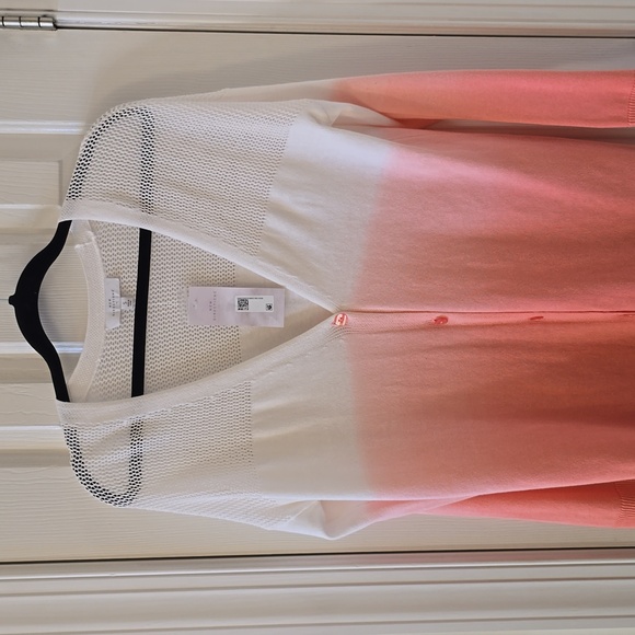 NEW DIRECTIONS WOMENS PEACH & WHITE FRONT BUTTON CARDIGAN SWEATER SIZE SMALL - Picture 1 of 16